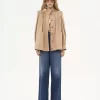 High-neck gathered jacket in cotton gabardine High-neck gathered jacket in cotton gabardine