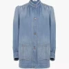 High-neck gathered jacket in denim High-neck gathered jacket in denim