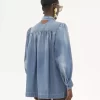 High-neck gathered jacket in denim High-neck gathered jacket in denim