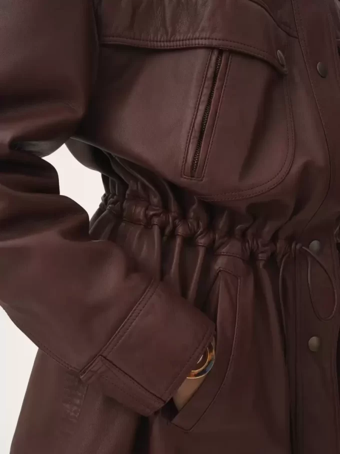 High-neck parka in leather High-neck parka in leather