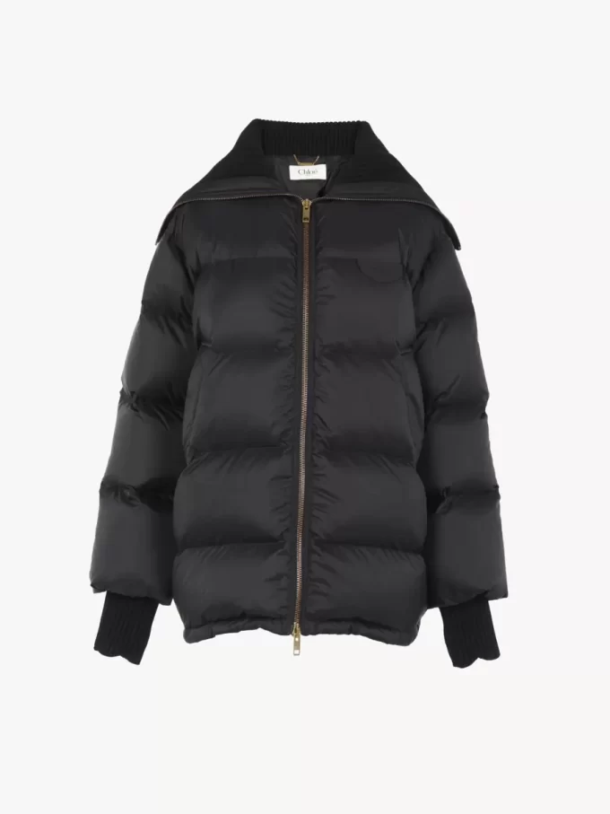 High-neck puffer jacket in shiny nylon High-neck puffer jacket in shiny nylon