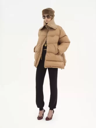 High-neck puffer jacket in shiny nylon