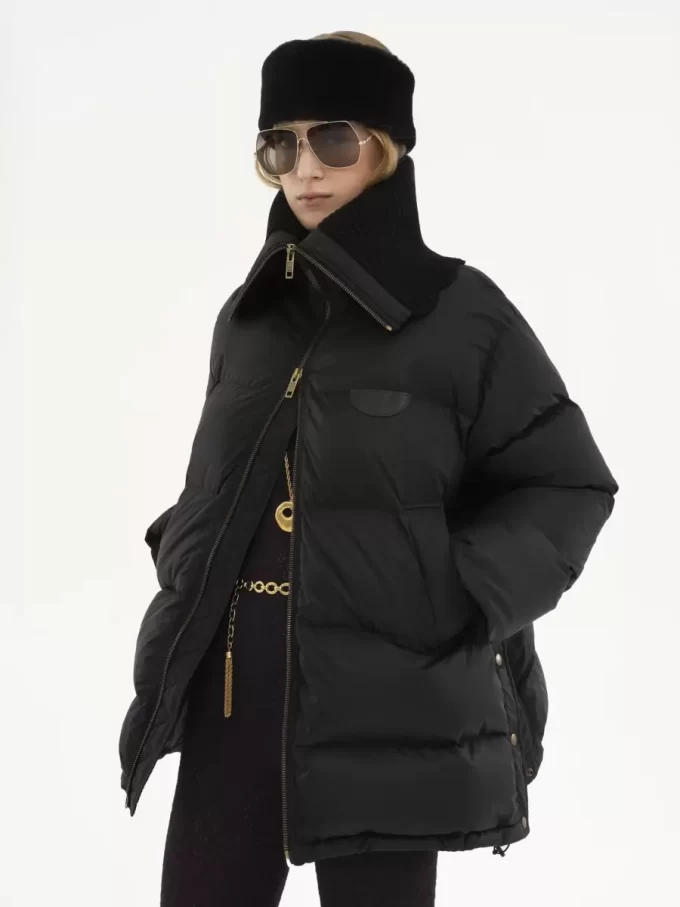 High-neck puffer jacket in shiny nylon High-neck puffer jacket in shiny nylon