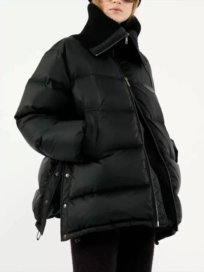 High-neck puffer jacket in shiny nylon High-neck puffer jacket in shiny nylon