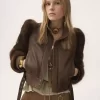 High-neck short jacket in leather High-neck short jacket in leather