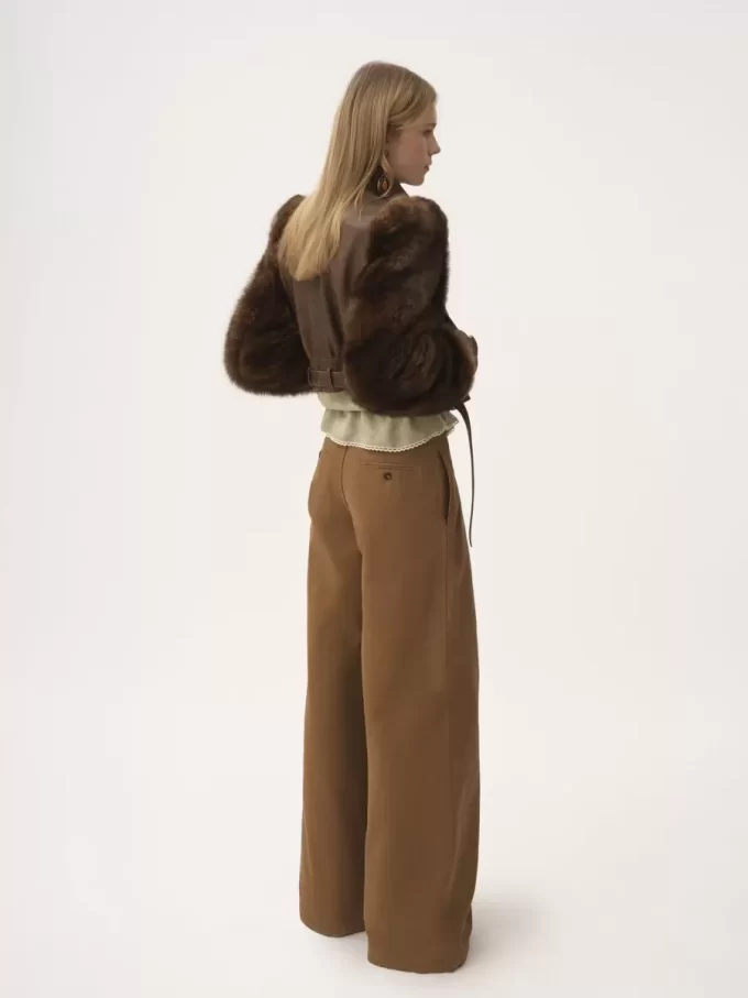 High-neck short jacket in leather High-neck short jacket in leather