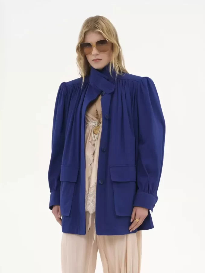 High-neck utilitarian jacket in cotton canvas High-neck utilitarian jacket in cotton canvas