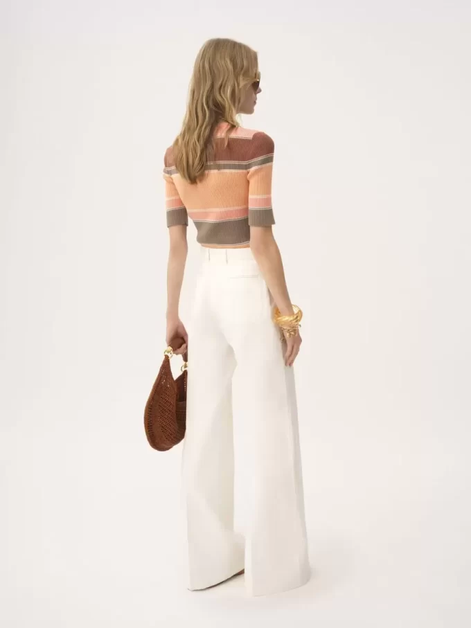 High-rise flared pants in cotton canvas