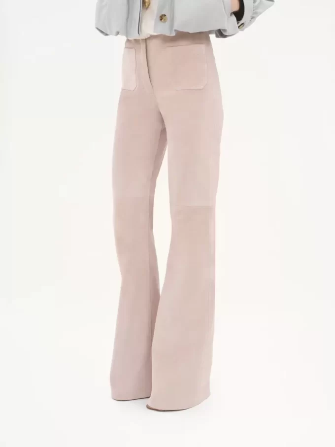 High-rise flared pants in suede High-rise flared pants in suede