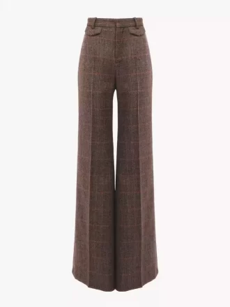 High-rise flared pants in wool check