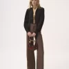 High-rise flared pants in wool check High-rise flared pants in wool check