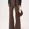 High-rise flared pants in wool check High-rise flared pants in wool check