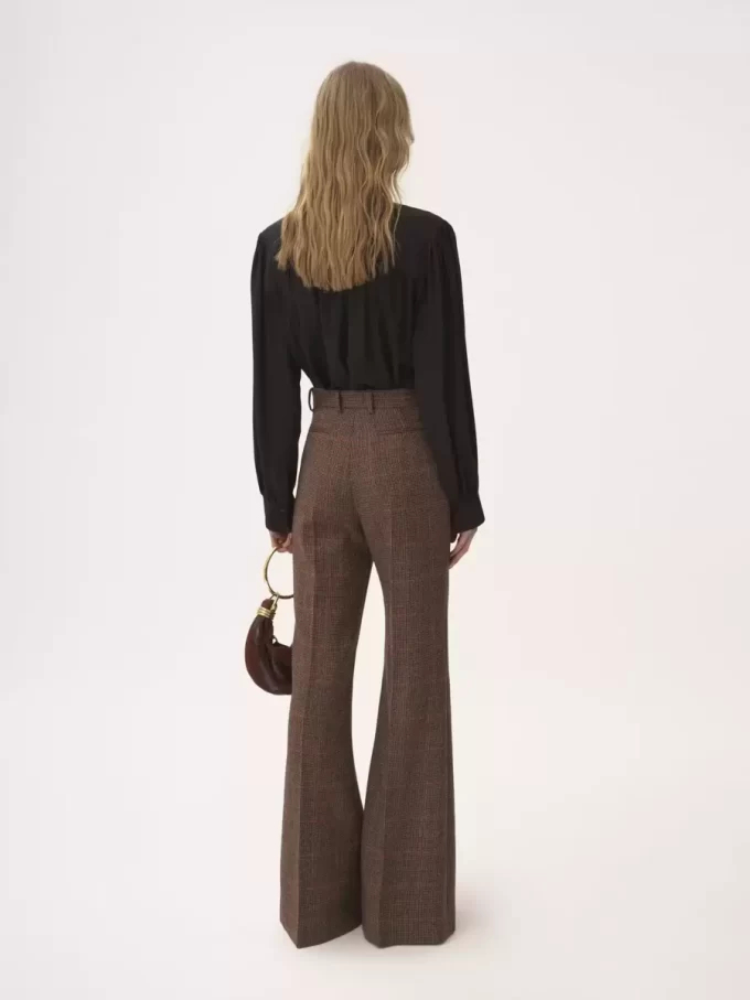 High-rise flared pants in wool check High-rise flared pants in wool check