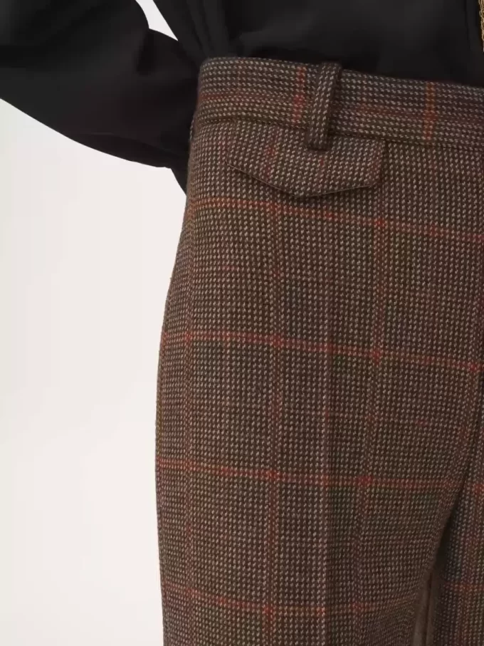 High-rise flared pants in wool check High-rise flared pants in wool check