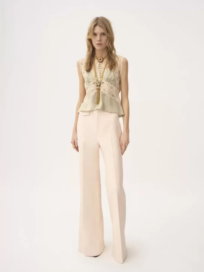 High-rise flared pants in wool gabardine High-rise flared pants in wool gabardine