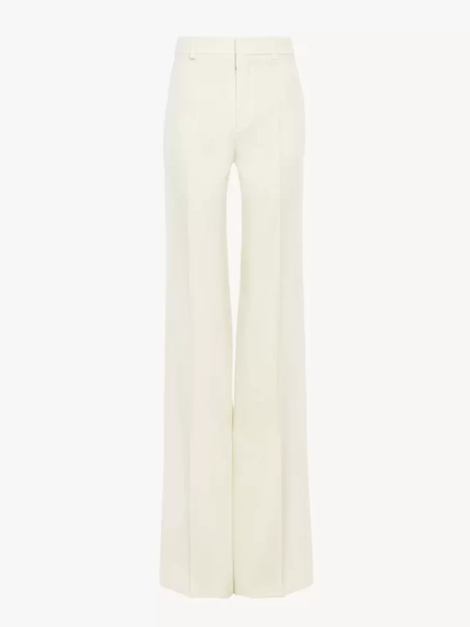 High-rise flared pants in wool grain de poudre High-rise flared pants in wool grain de poudre