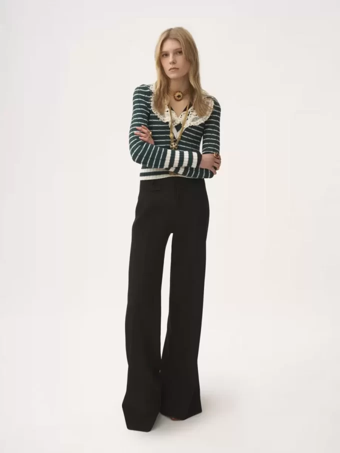 High-rise flared pants in wool grain de poudre High-rise flared pants in wool grain de poudre