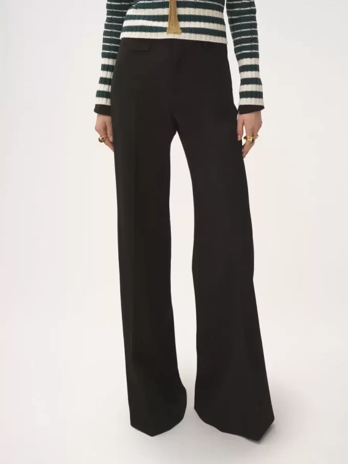 High-rise flared pants in wool grain de poudre High-rise flared pants in wool grain de poudre