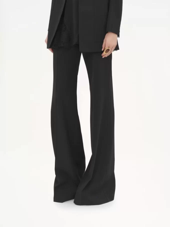 High-rise flared pants in wool grain de poudre High-rise flared pants in wool grain de poudre