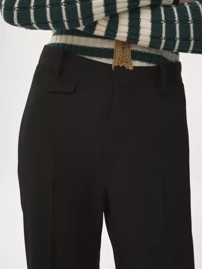 High-rise flared pants in wool grain de poudre High-rise flared pants in wool grain de poudre