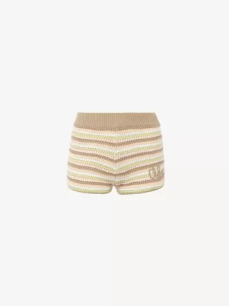 High-rise logo mini shorts in a cotton crochet knit High-rise logo mini shorts in a cotton crochet knit
