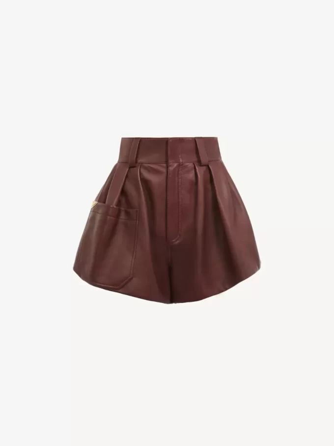 High-rise shorts in leather High-rise shorts in leather
