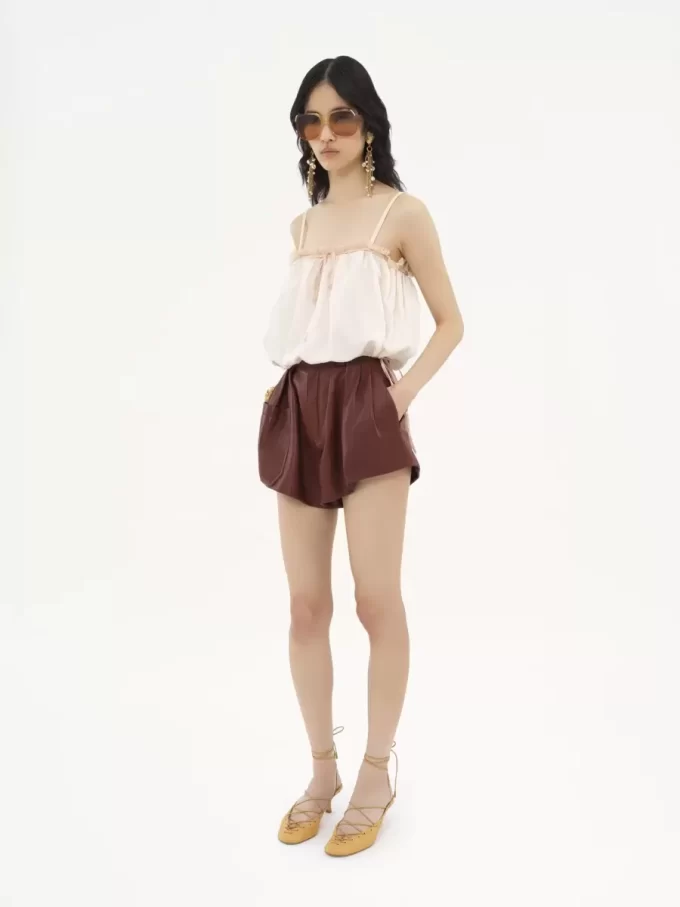 Ruffled camisole top in silk habotai Ruffled camisole top in silk habotai
