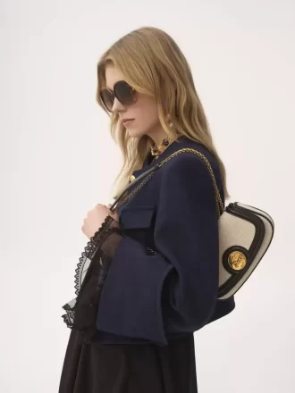 Horse Medal crossbody bag in canvas & grained leather