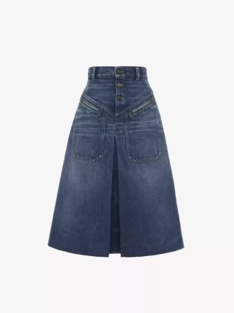 Knee-length skirt in denim
