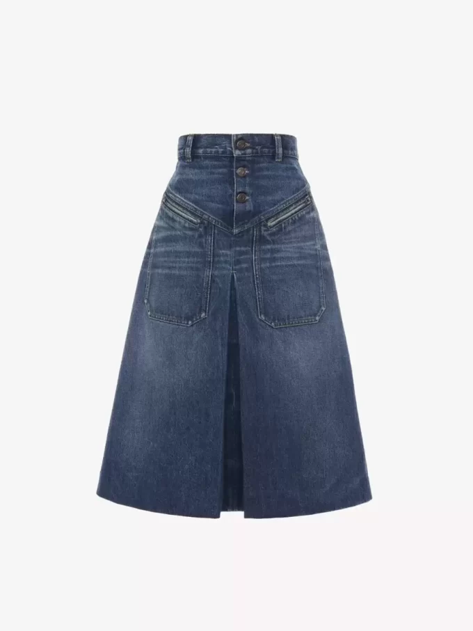 Knee-length skirt in denim Knee-length skirt in denim