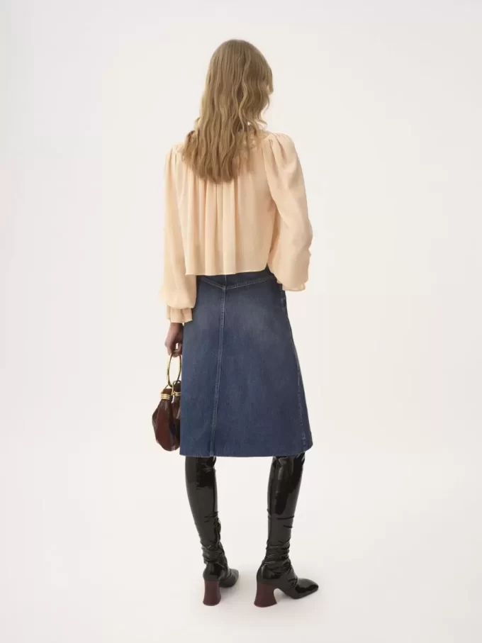 Knee-length skirt in denim Knee-length skirt in denim