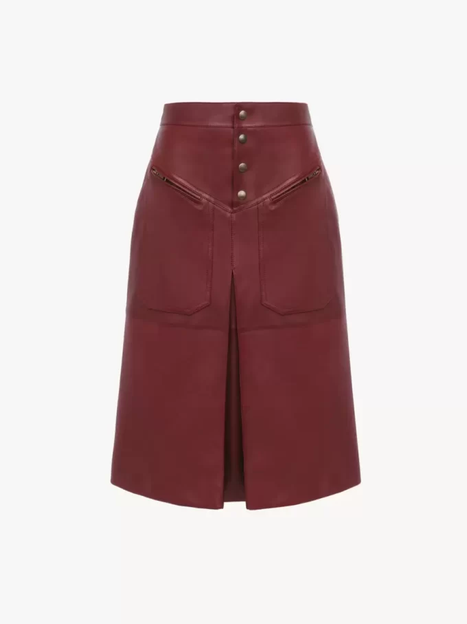 Knee-length skirt in leather Knee-length skirt in leather