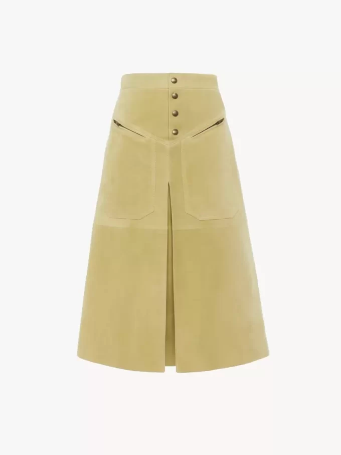 Knee-length skirt in suede Knee-length skirt in suede