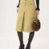 Knee-length skirt in suede Knee-length skirt in suede