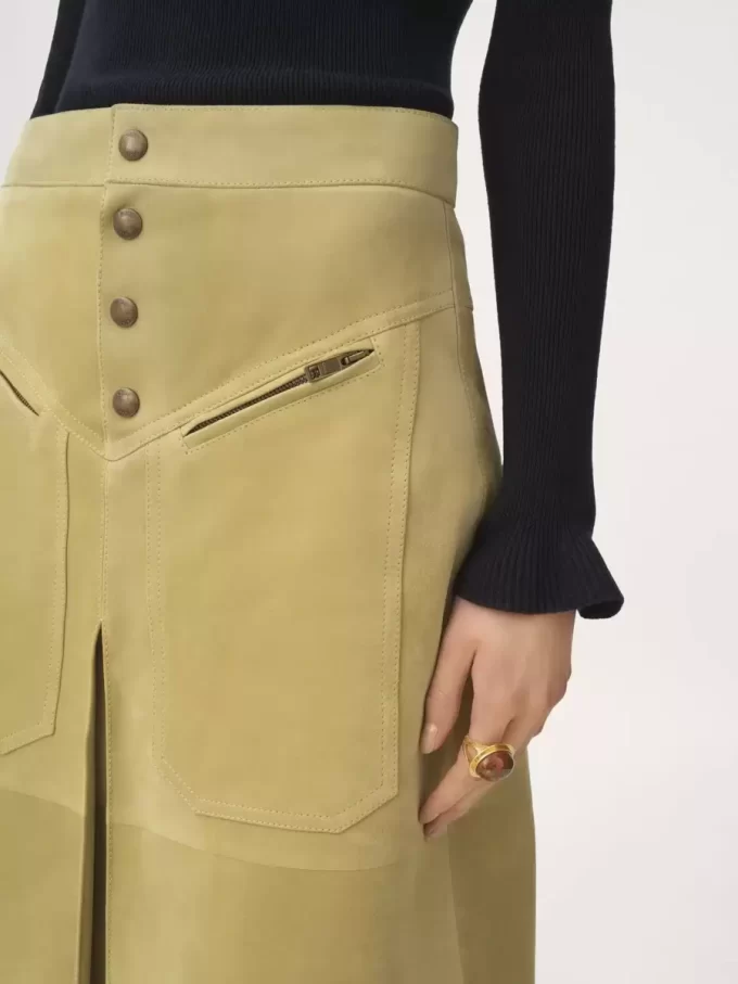 Knee-length skirt in suede Knee-length skirt in suede