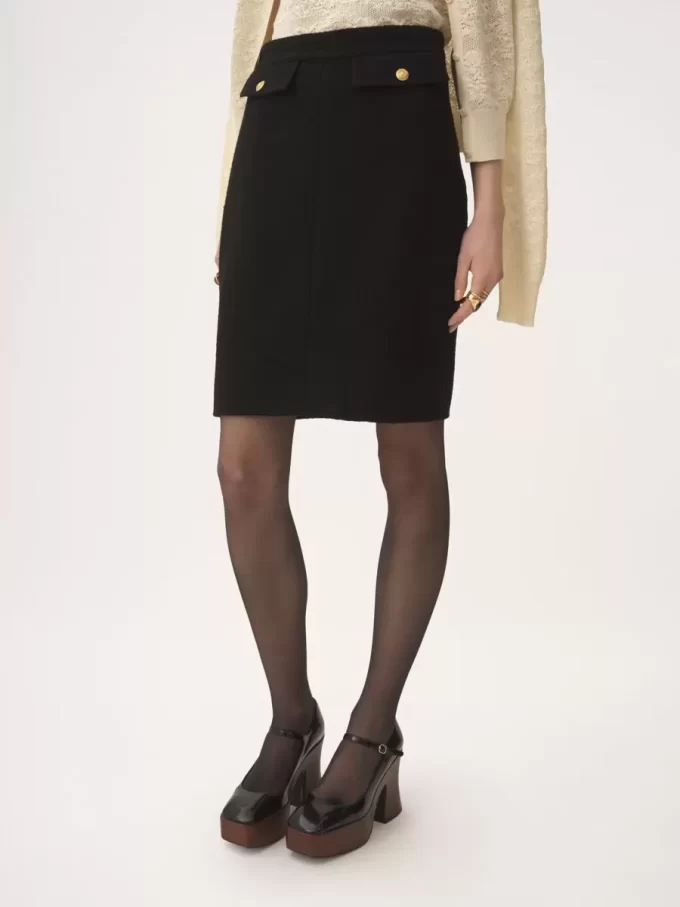 Knee-length skirt in wool bouclette Knee-length skirt in wool bouclette