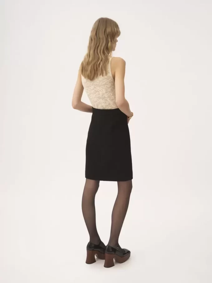Knee-length skirt in wool bouclette Knee-length skirt in wool bouclette