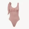 Knotted-strap one-piece logo swimsuit Knotted-strap one-piece logo swimsuit