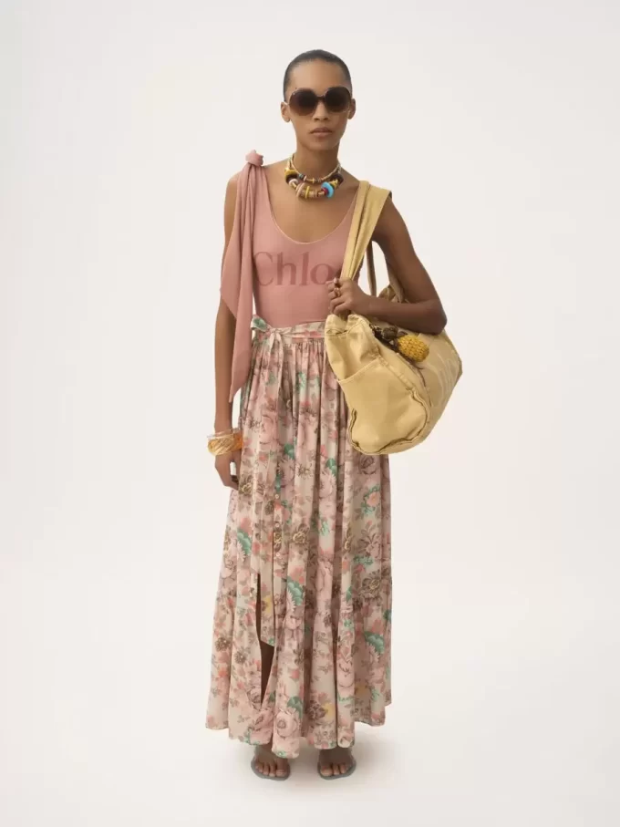 Knotted-strap one-piece logo swimsuit Knotted-strap one-piece logo swimsuit