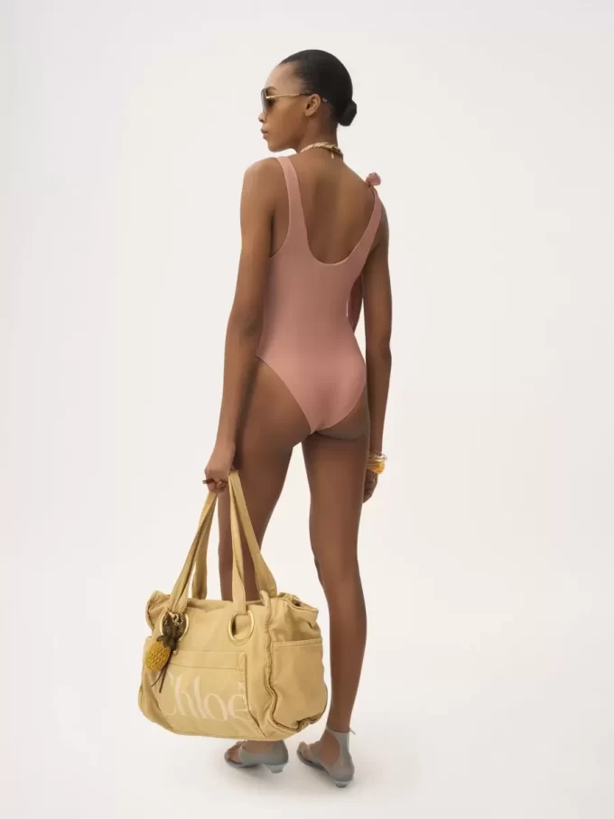 Knotted-strap one-piece logo swimsuit Knotted-strap one-piece logo swimsuit