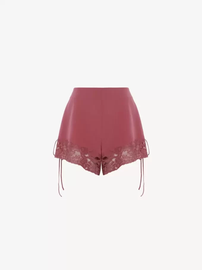 Lace-trimmed lingerie shorts in crêpe de chine Lace-trimmed lingerie shorts in crêpe de chine