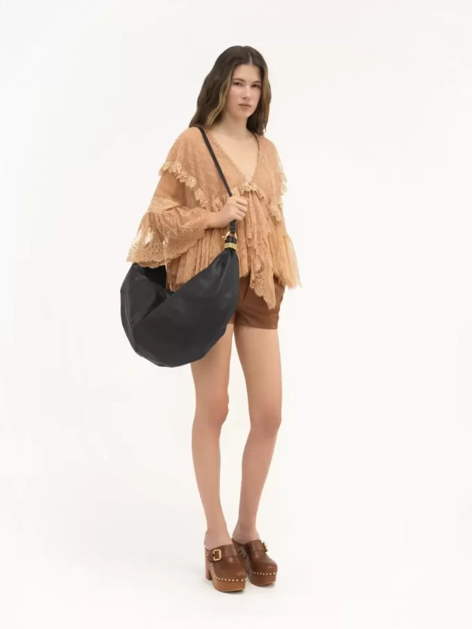 Large Bracelet Hobo bag in grained leather Large Bracelet Hobo bag in grained leather