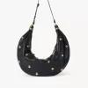 Large Bracelet hobo bag in grained leather with studs Large Bracelet hobo bag in grained leather with studs