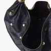 Large Bracelet hobo bag in grained leather with studs Large Bracelet hobo bag in grained leather with studs