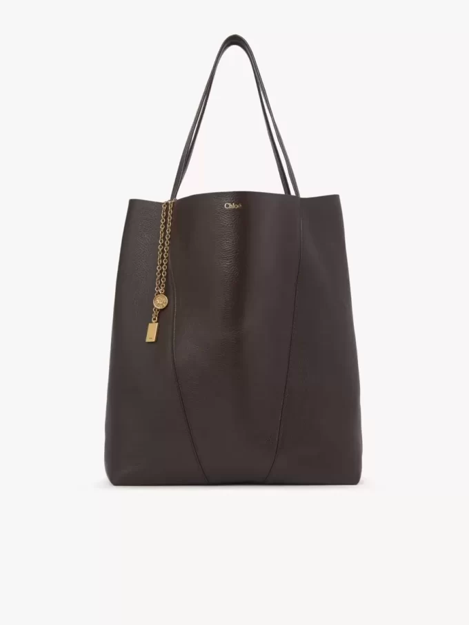Large Chloé Spin tote bag in grained leather Large Chloé Spin tote bag in grained leather