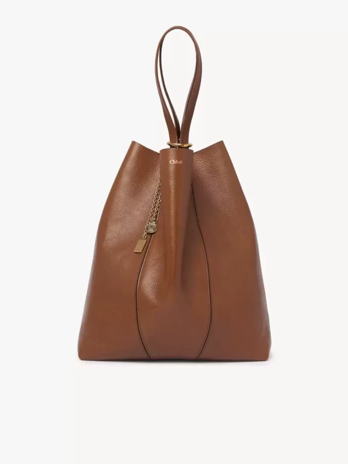 Large Chloé Spin tote bag in grained leather Large Chloé Spin tote bag in grained leather