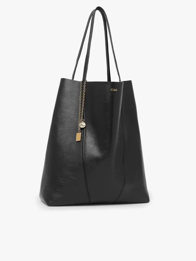 Large Chloé Spin tote bag in grained leather Large Chloé Spin tote bag in grained leather