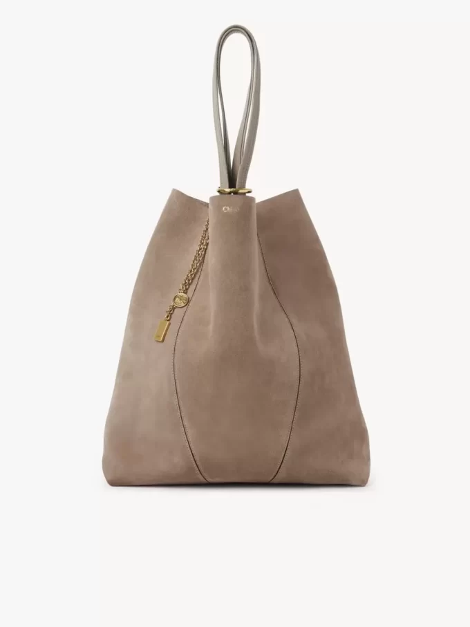 Large Chloé Spin tote bag in suede leather Large Chloé Spin tote bag in suede leather