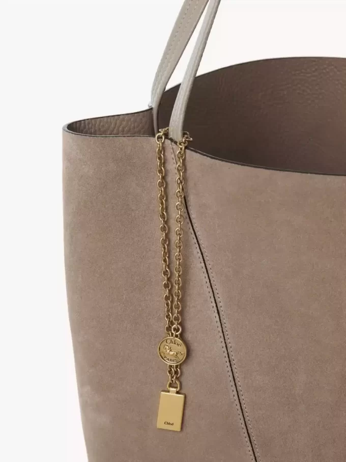 Large Chloé Spin tote bag in suede leather Large Chloé Spin tote bag in suede leather