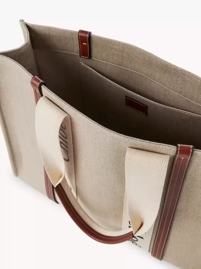 Large Woody tote bag in linen Large Woody tote bag in linen